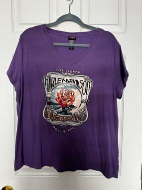 Harley-Davidson Purple V-Neck Motorcycle Graphic Tee